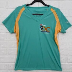 OC Half Marathon Shirt Womens Large Teal Orange V-Neck Athletic Top
